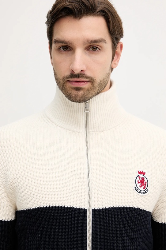 Tommy Hilfiger kardigan bawełniany beżowy MW0MW41396