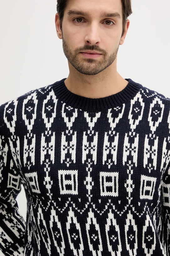 Sveter s prímesou vlny Tommy Hilfiger tmavomodrá MW0MW42085