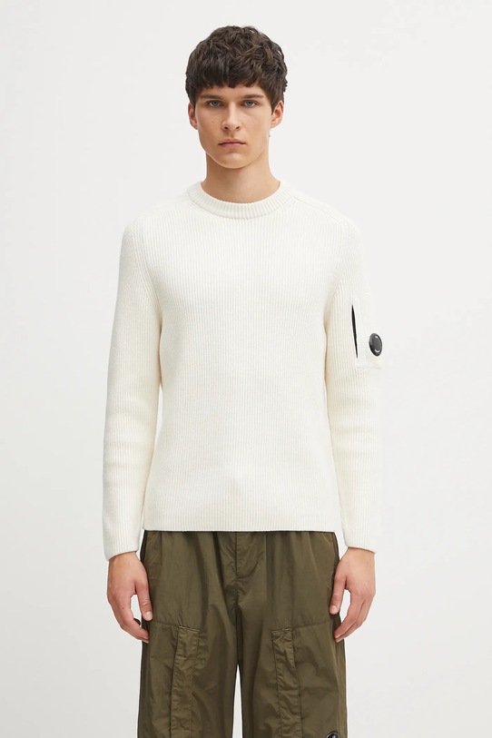 Svetr C.P. Company hladký béžová 19CMKN015A006608A