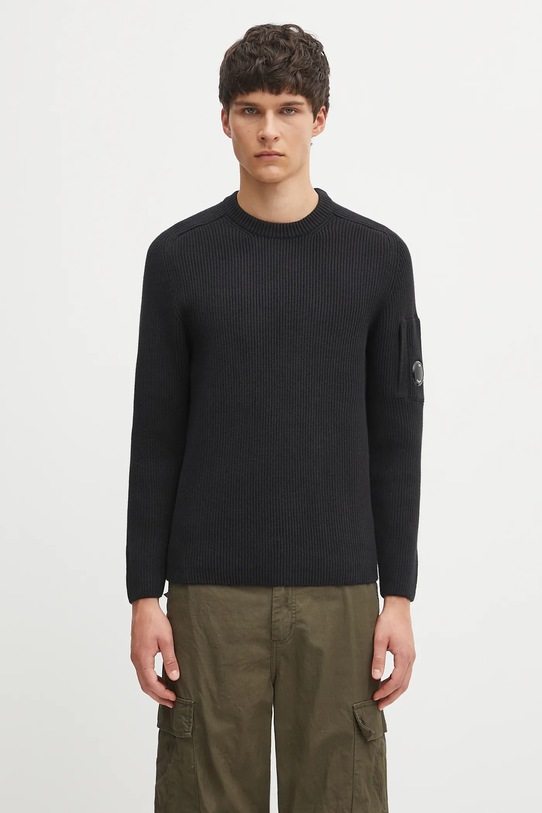 C.P. Company sweter gładkie czarny 19CMKN015A006608A
