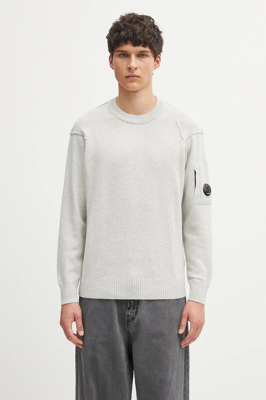 C.P. Company sweter z wełną okrągły beżowy 19CMKN707A110149A