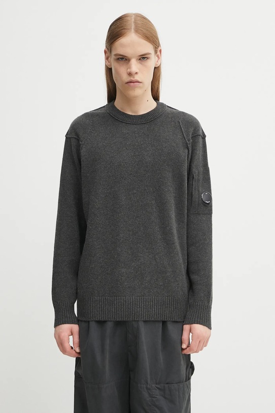 C.P. Company sweter z wełną okrągły szary 19CMKN707A110149A