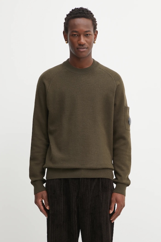 Свитер с добавлением шерсти C.P. Company тонкий зелёный 19CMKN198A110468A