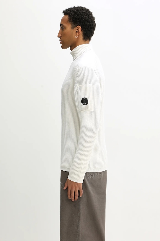 C.P. Company sweter z dodatkiem wełny 19CMKN220A006595A beżowy AW25