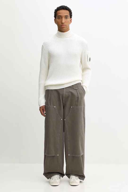 C.P. Company sweter z dodatkiem wełny 19CMKN220A006595A beżowy