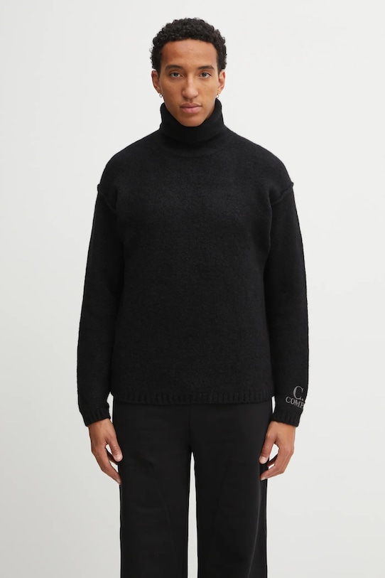 C.P. Company sweter z dodatkiem wełny golf czarny 19CMKN281A110509A