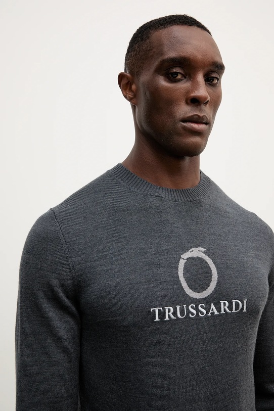 Trussardi sweter z wełną szary M0358000037N