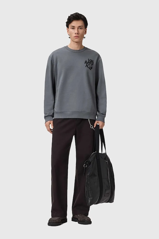 Βαμβακερή μπλούζα AllSaints ORLANDO γκρί M058NB