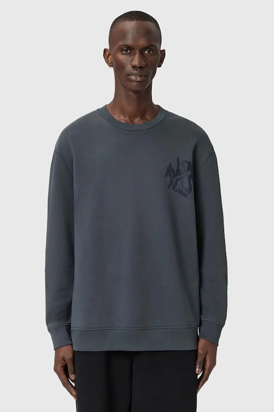 AllSaints hanorac de bumbac ORLANDO print albastru M058NB