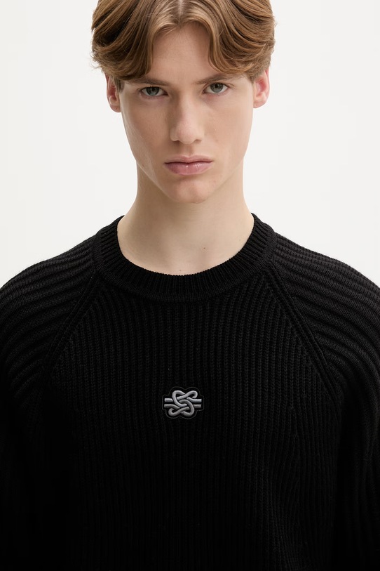 Filling Pieces pulover bărbați cu lână Knit Sweater Raglan negru 422575500261