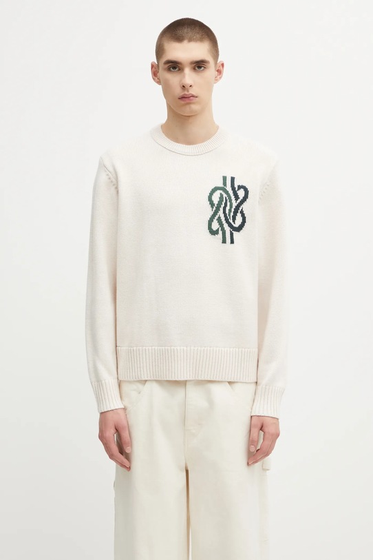 Filling Pieces sweter z dodatkiem wełny Knit Sweater Knot okrągły beżowy 422575500265