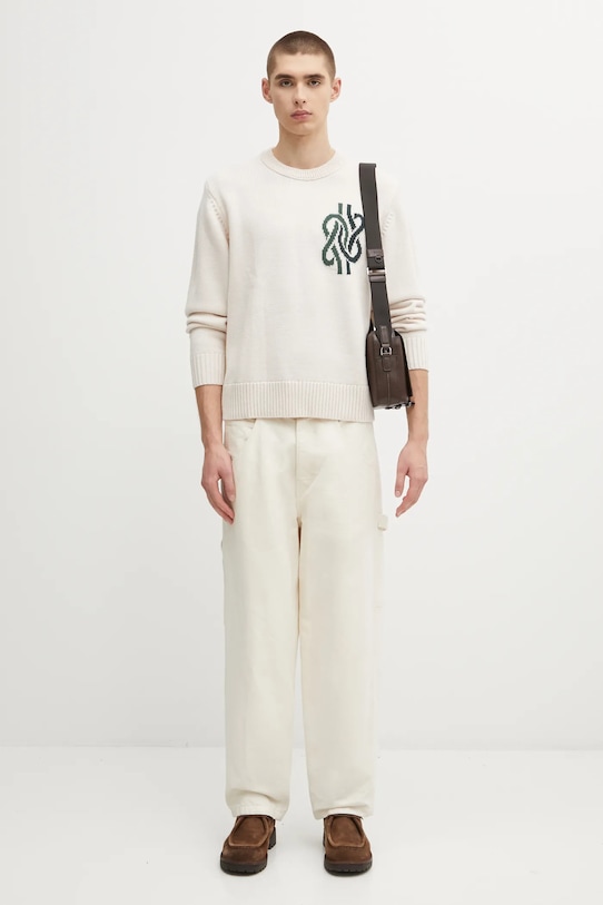 Filling Pieces sweter z dodatkiem wełny Knit Sweater Knot 422575500265 beżowy