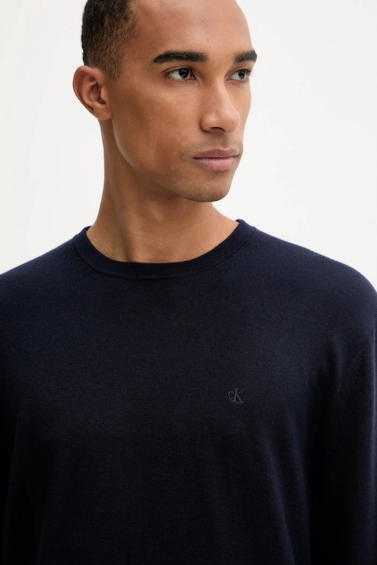 Calvin Klein sweter wełniany granatowy LV04LB305G