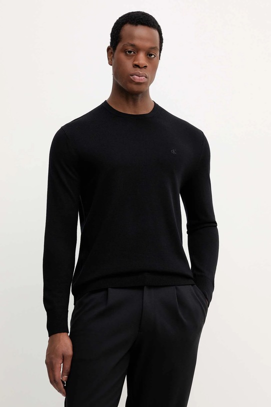 Calvin Klein pulover de lână subtiri negru LV04LB305G