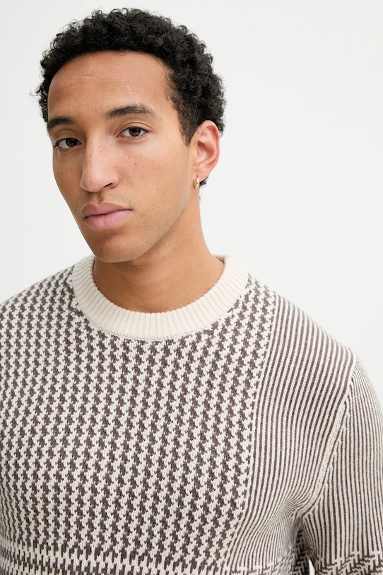 Sveter s prímesou vlny Calvin Klein hnedá LV04LD306G