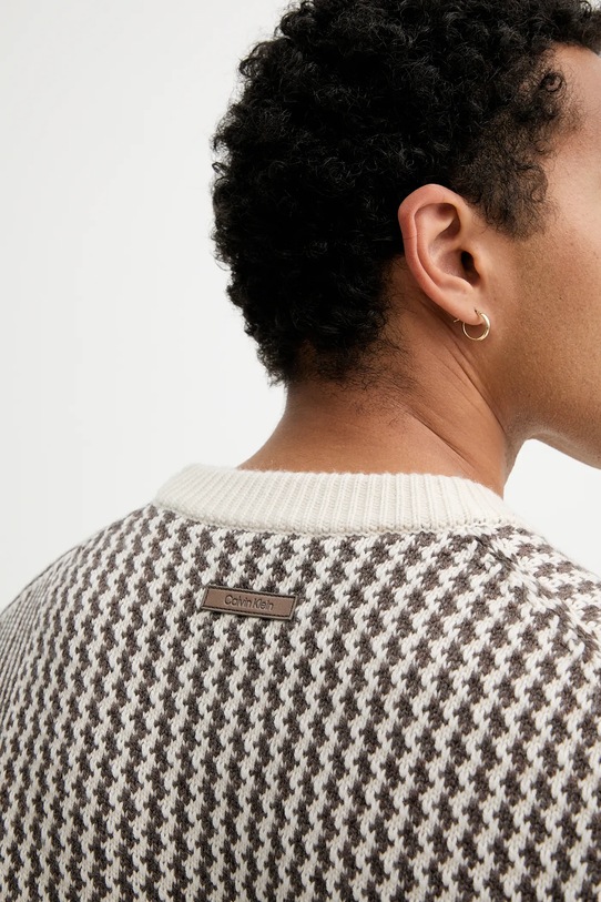Calvin Klein sweter z dodatkiem wełny LV04LD306G brązowy