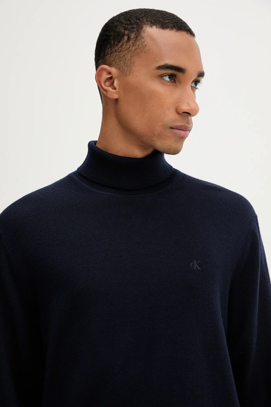 Μάλλινο πουλόβερ Calvin Klein σκούρο μπλε LV04LD317G