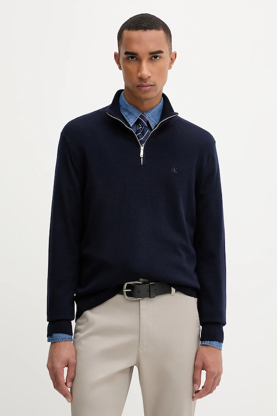 Calvin Klein sweter wełniany wełna granatowy LV04LD318G