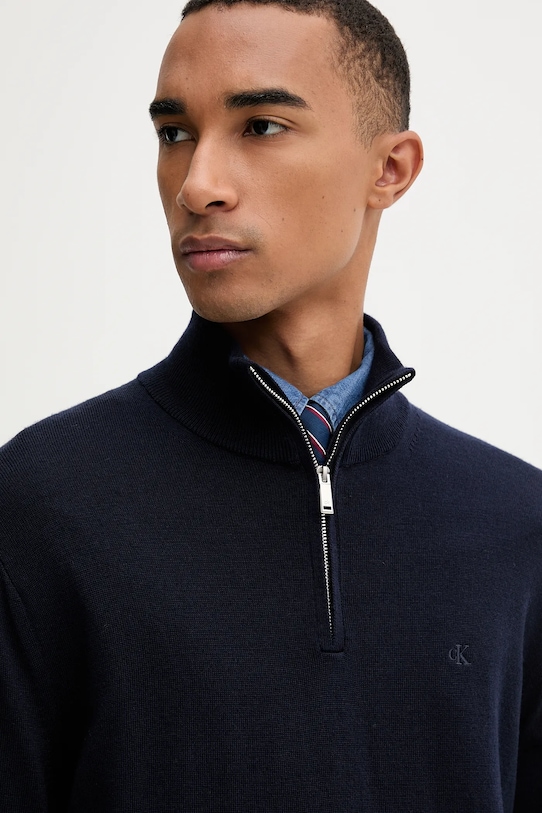 Calvin Klein sweter wełniany granatowy LV04LD318G