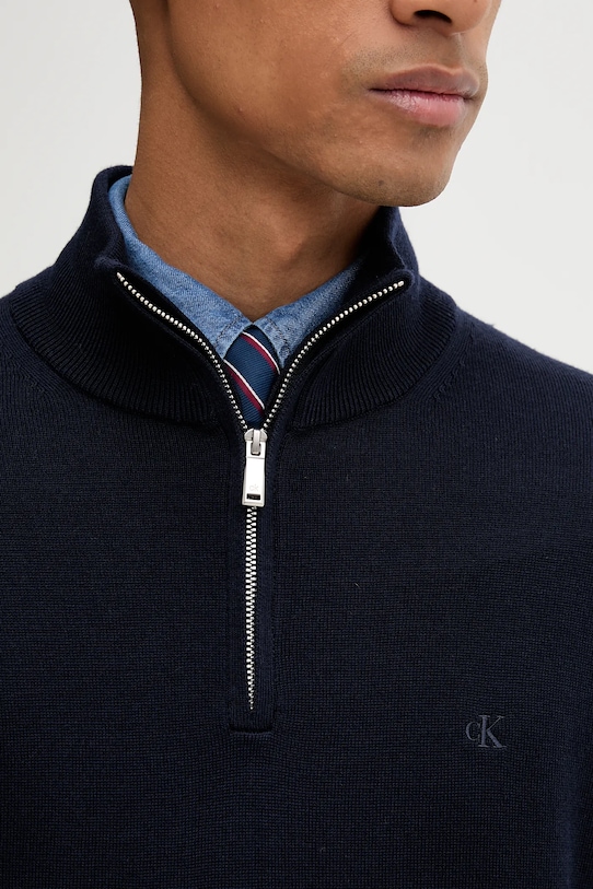 Calvin Klein sweter wełniany LV04LD318G granatowy