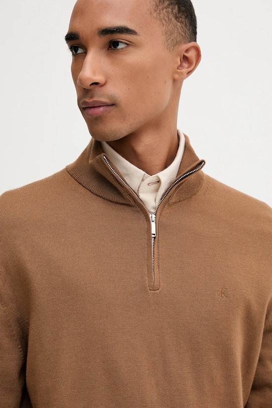 Calvin Klein sweter wełniany brązowy LV04LD318G