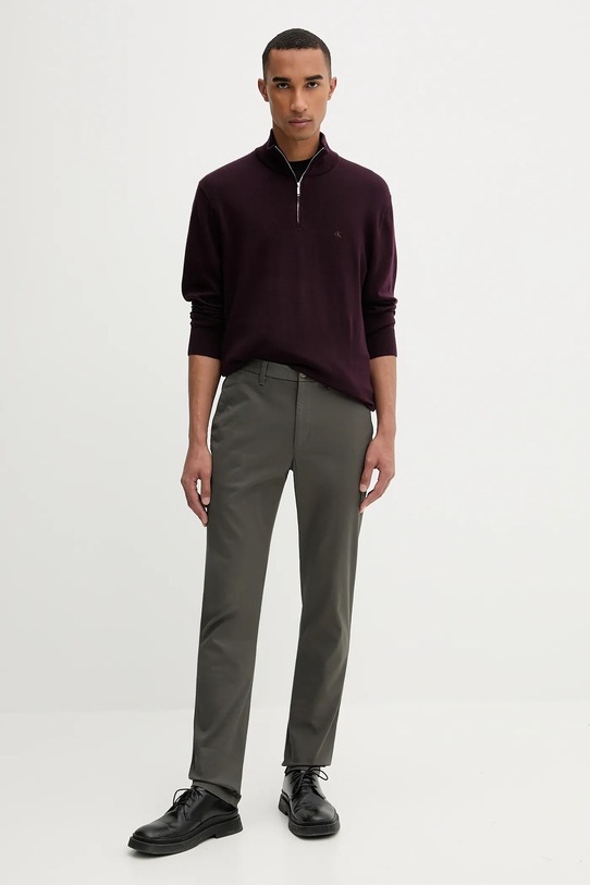 Μάλλινο πουλόβερ Calvin Klein LV04LD318G μπορντό AW25