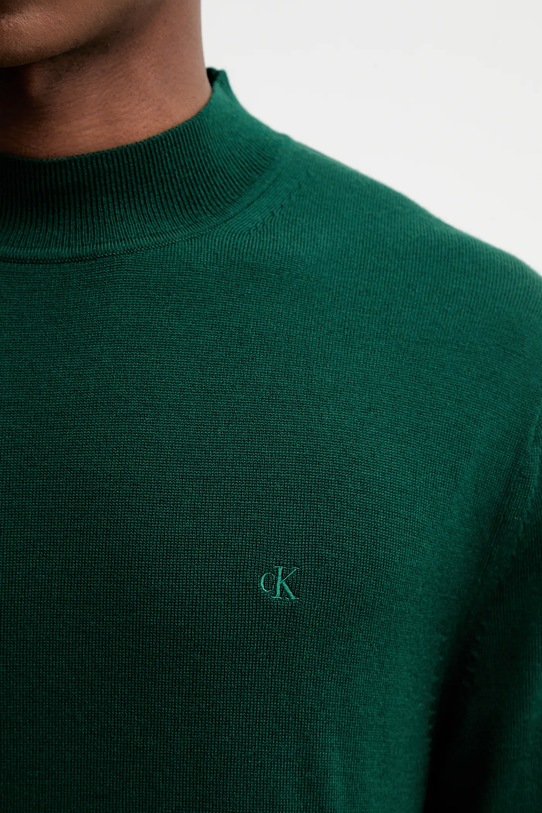 Calvin Klein sweter wełniany LV04LE309G zielony