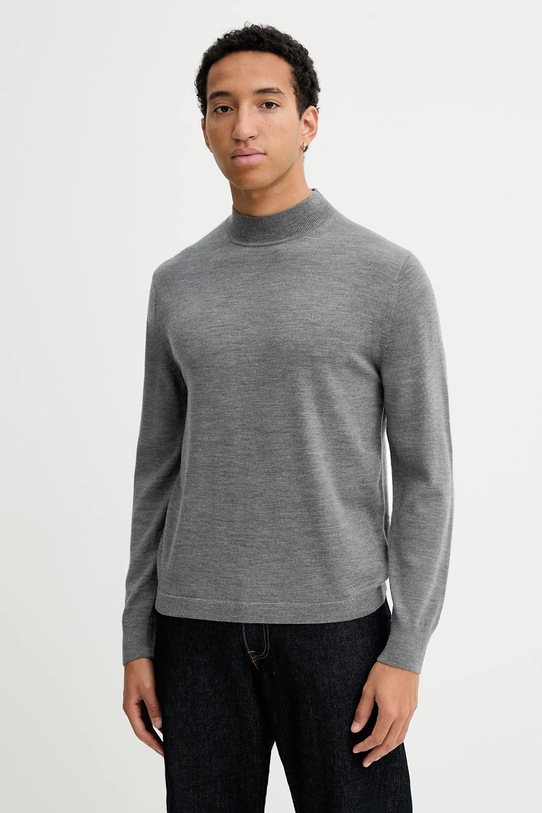 Calvin Klein sweter wełniany okrągły szary LV04LE309G
