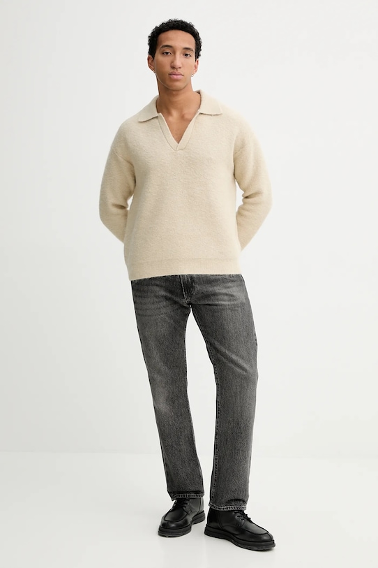 Calvin Klein sweter z dodatkiem wełny LV04LD307G beżowy AW25