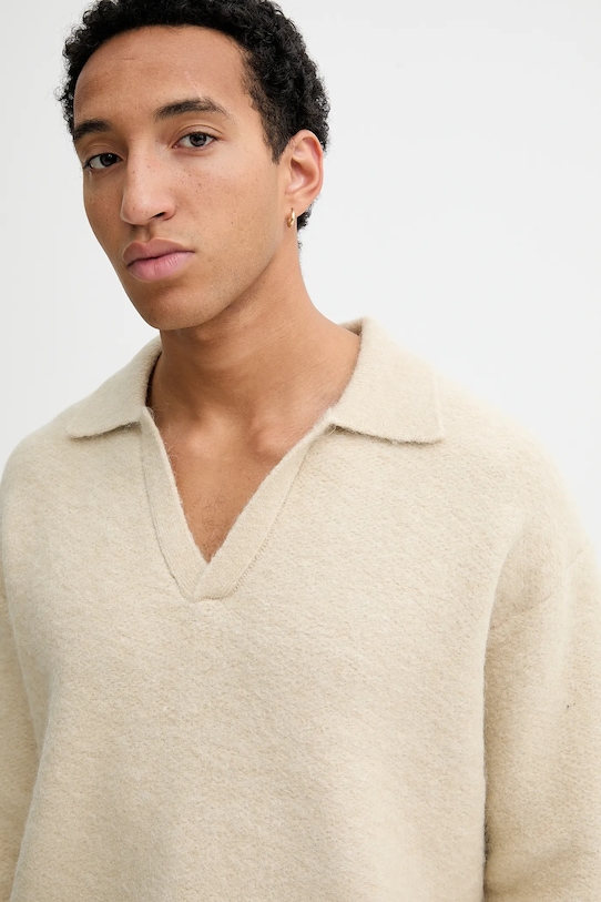 Calvin Klein sweter z dodatkiem wełny beżowy LV04LD307G