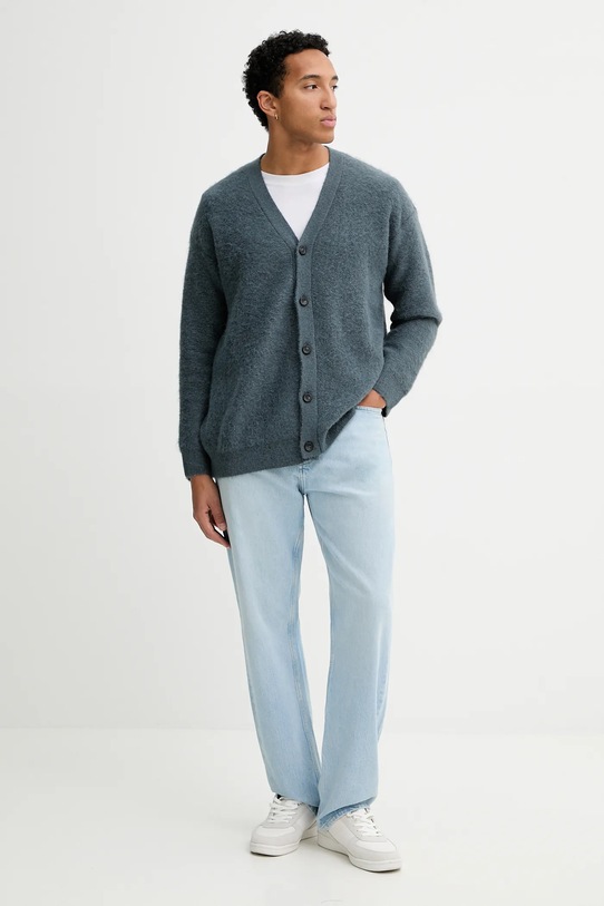 Calvin Klein kardigan z dodatkiem wełny LV04LD308G granatowy AW25