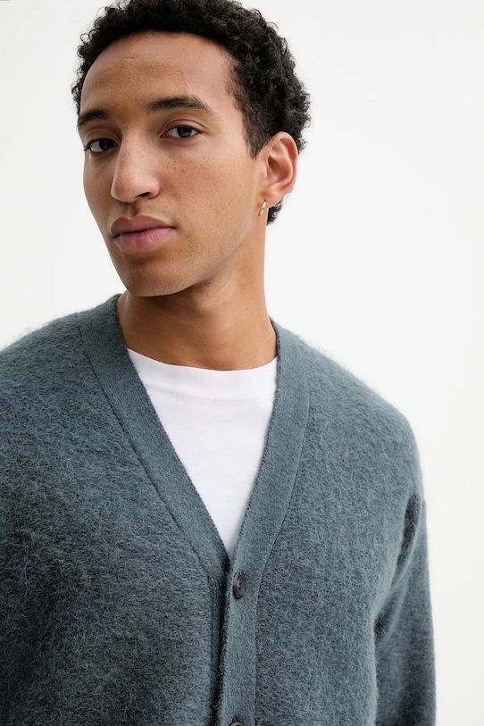 Kardigan s prímesou vlny Calvin Klein LV04LD308G tmavomodrá