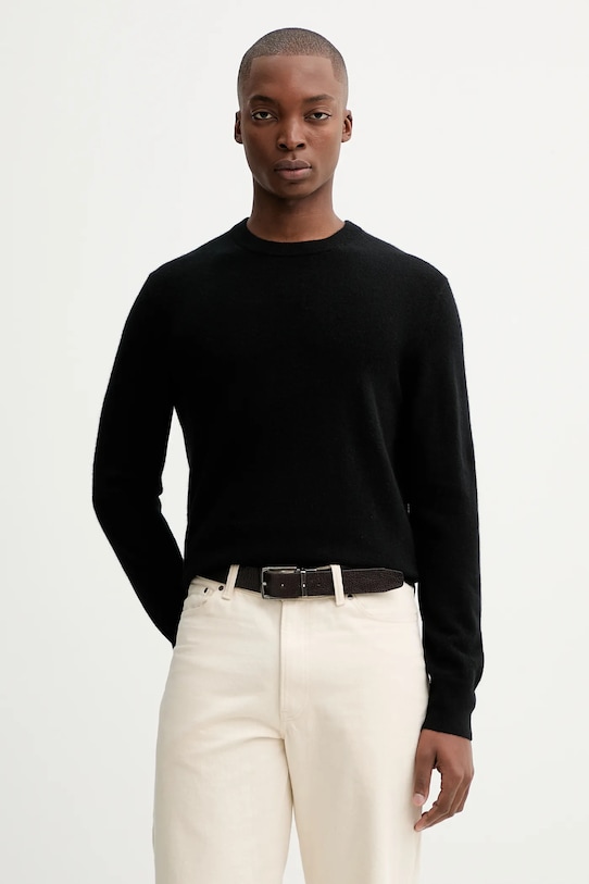 Calvin Klein sweter kaszmirowy okrągły czarny LV040EM344