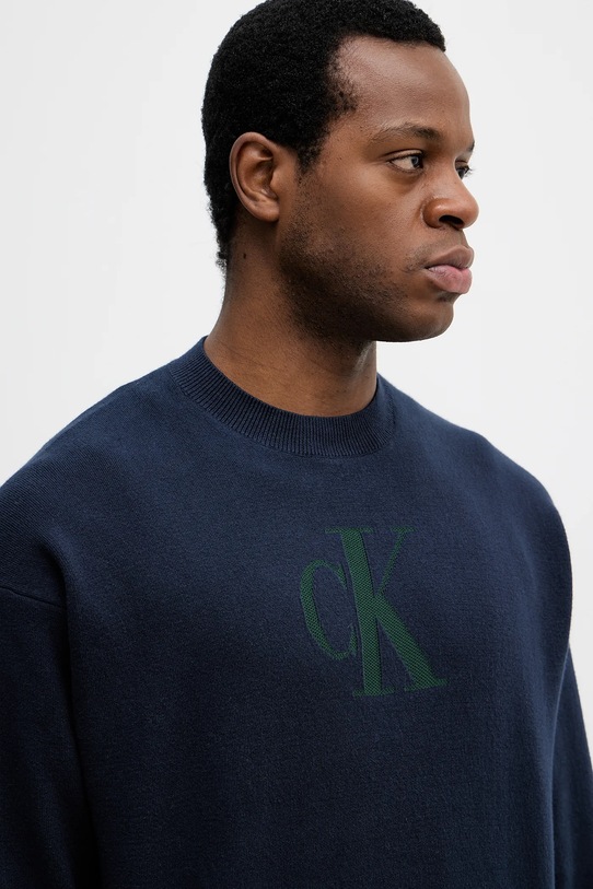 Calvin Klein Jeans sweter z domieszką kaszmiru granatowy LV04RD305G