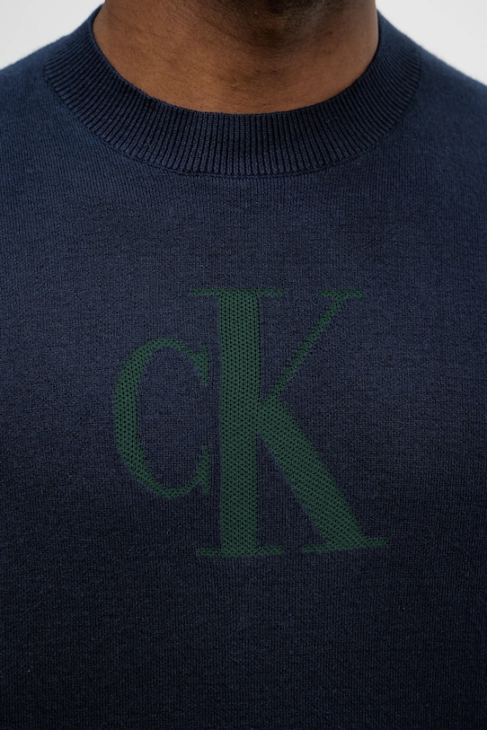 Πουλόβερ με μείγμα κασμίρ Calvin Klein Jeans LV04RD305G σκούρο μπλε