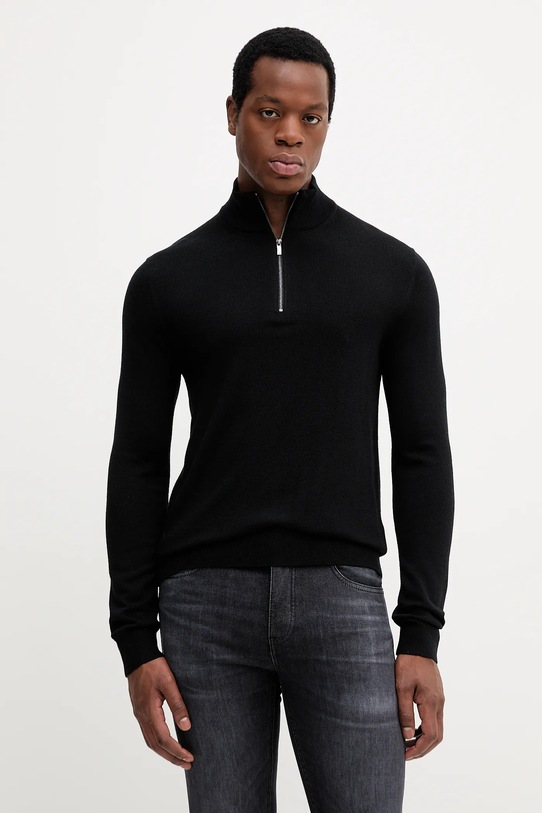 Michael Kors sweter wełniany wełna czarny CR1601Z7AP