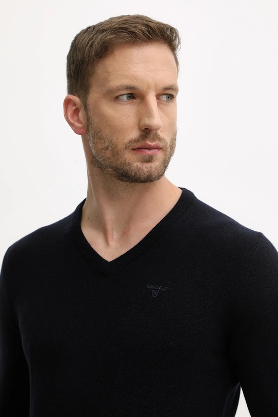 Barbour sweter wełniany granatowy MKN0341