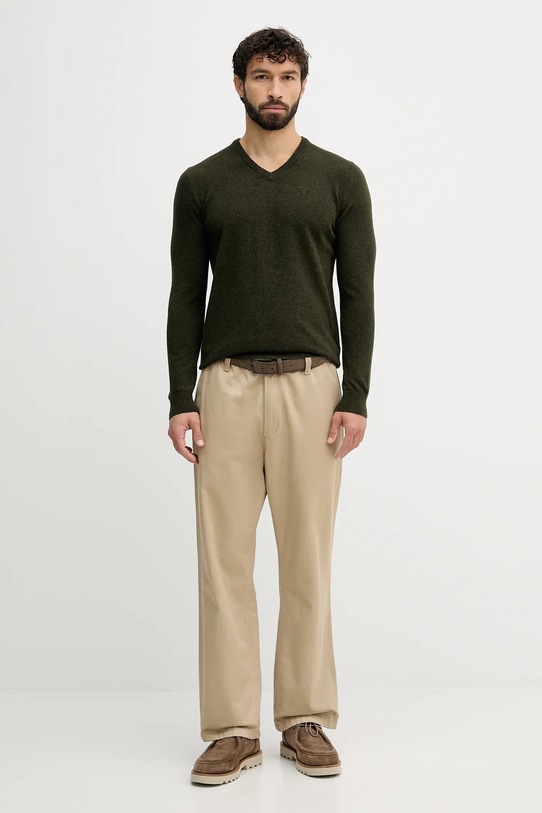 Barbour sweter wełniany MKN0341 zielony AW25