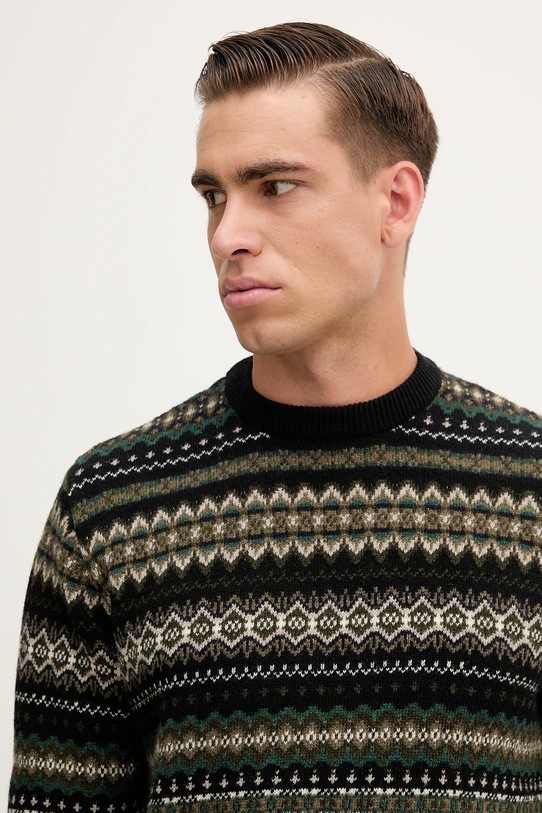 Barbour sweter wełniany czarny MKN1027