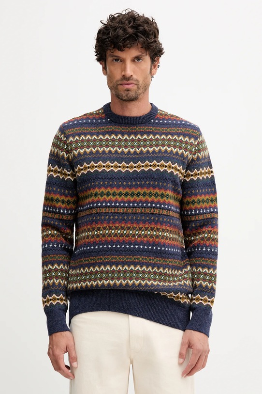 Vlněný svetr Barbour kulatý vícebarevná MKN1027