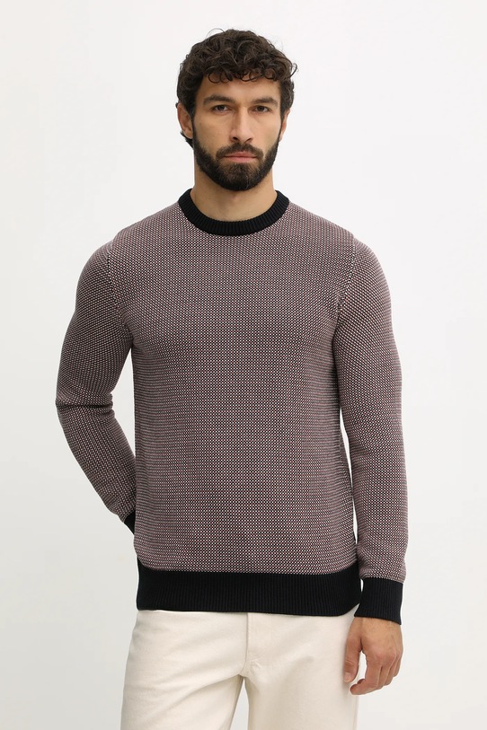Barbour sweter bawełniany WELLS wzorzyste granatowy MKN1665