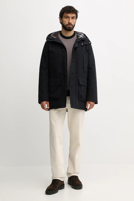 Barbour sweter bawełniany WELLS MKN1665 granatowy AW25