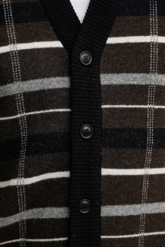 Barbour kardigan wełniany KANE MKN1668 brązowy