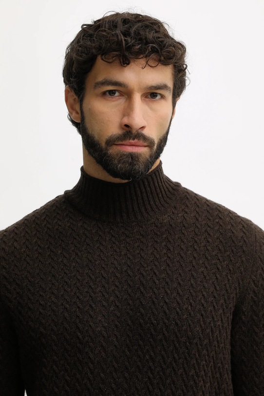 Barbour sweter wełniany brązowy MKN1669