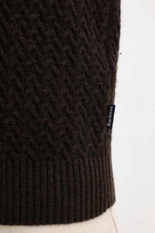 Barbour sweter wełniany MKN1669 brązowy