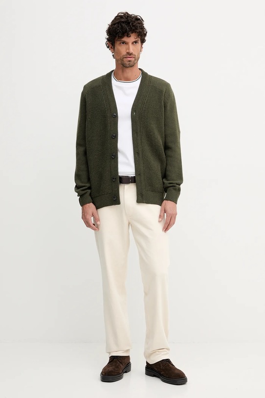 Barbour kardigan z wełną MAINLAND zielony MKN1676