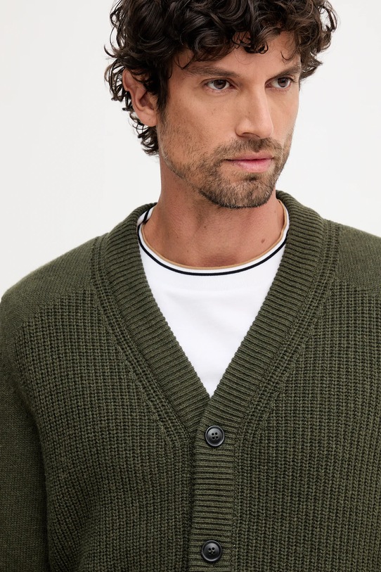 Barbour kardigan z wełną MAINLAND MKN1676 zielony