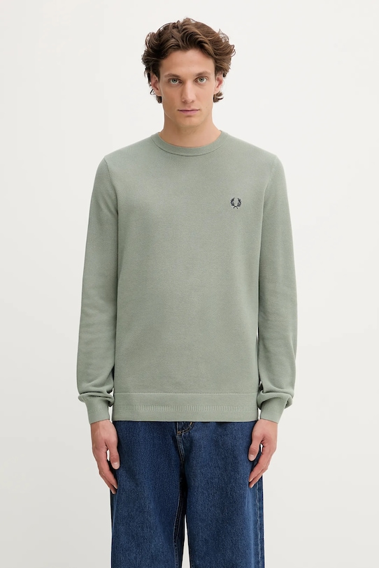 Fred Perry cotton jumper fine-knit green K1309