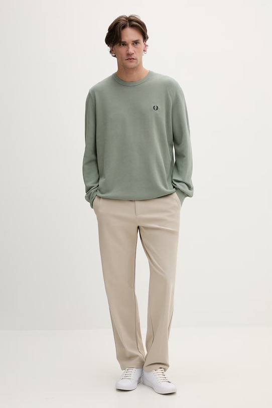 Fred Perry sweter bawełniany K1309 zielony SS26