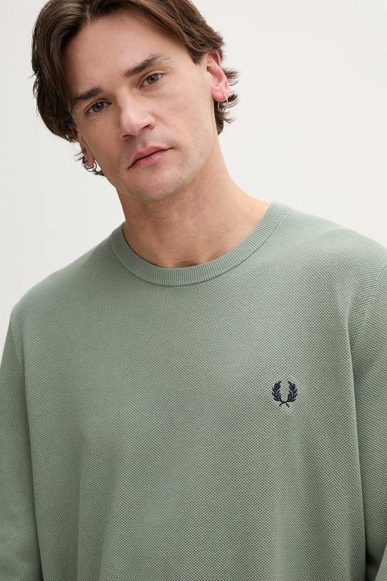 Fred Perry sweter bawełniany zielony K1309
